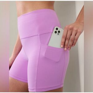 Athleta Salutation Pocket Shorts Womens 1X Blush Pink High Rise Compression Gym
